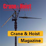 Kroll Crane with text overtop saying Crane & Hoist Magazine