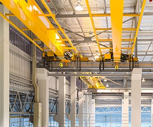 Overhead crane in warehouse for training