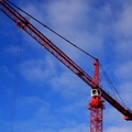 Image of a Terex tower crane rental in front of the sky