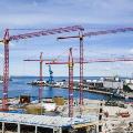 Kroll Cranes parts on four tower cranes working at shipyard