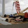 Crawler crane using slew pulley parts on a construction site