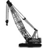 Line drawing of a rough terrain and mobile crane with attachment parts