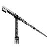 Line drawing of a tower crane with attachment parts