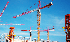 Multiple crane rentals working on site