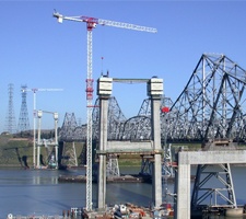 Tower crane service on bridge